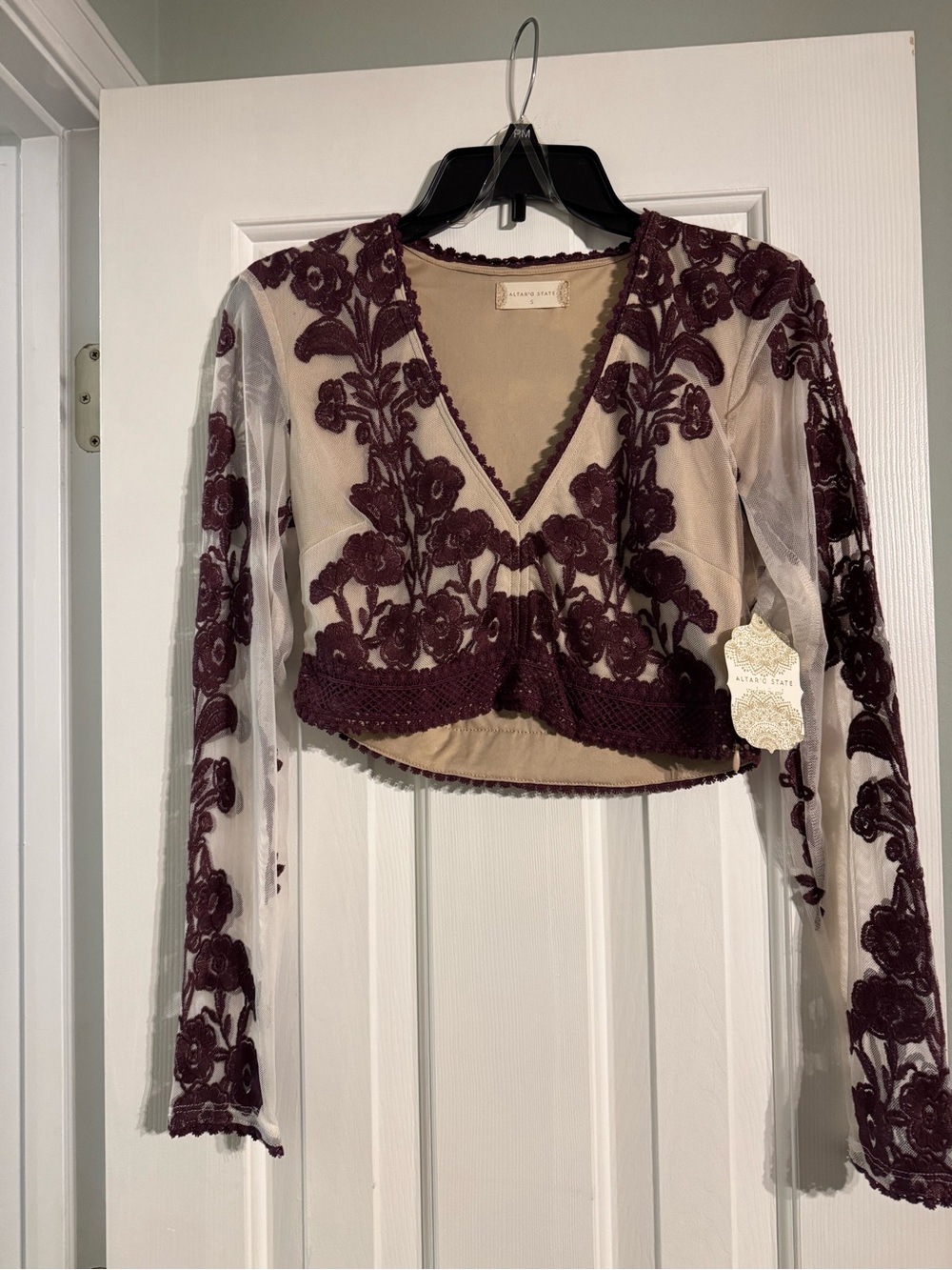 Altar'd State White Maxi Dress with Rust Floral Embroidery - Picture 4 of 8
